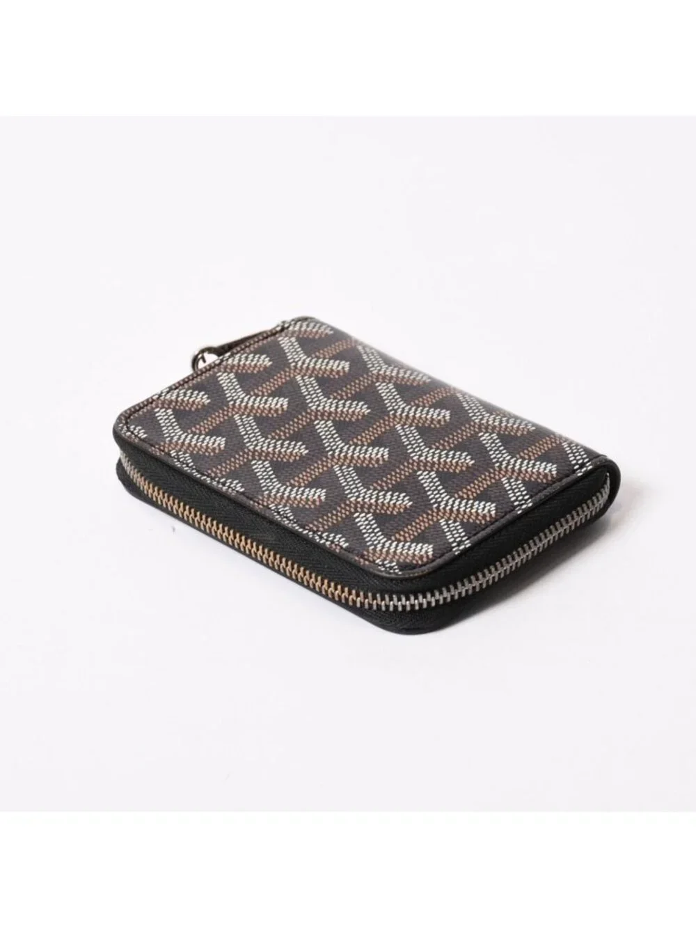 Goyard Matignon PM Card Case Coin Purse Din Canvas Leather Black Silver